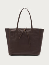 Soft leather shopping tote - Chocolate | FRAU