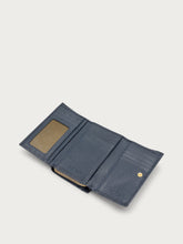 Tumbled leather tri-fold purse - Blue | FRAU
