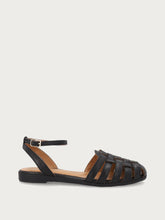 Leather caged sandals with ankle strap - Caramel | FRAU