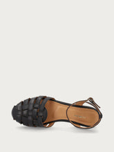 Leather caged sandals with ankle strap - Black | FRAU