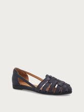 Leather caged ballet flats - Navy Blue | FRAU