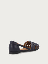 Leather caged ballet flats - Navy Blue | FRAU
