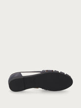 Leather caged ballet flats - Navy Blue | FRAU