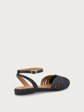 Sandali ragnetto in pelle con listini sottili - Blu Navy | FRAU