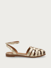 Laminated leather caged sandals with ankle strap - Platinum | FRAU