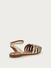 Laminated leather caged sandals with ankle strap - Platinum | FRAU
