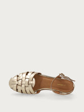 Laminated leather caged sandals with ankle strap - Platinum | FRAU