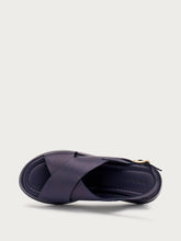 Sandalen mit Plateausohle aus Leder - Blau | FRAU