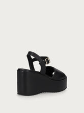 Leather wedge sandals - Black | FRAU