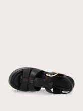 Leather gladiator sandals with wedge - Black | FRAU