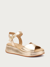 Laminated leather platform sandals - Platinum | FRAU