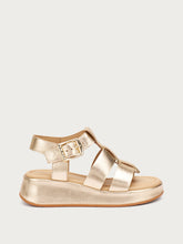 Laminated leather platform gladiator sandals - Platinum | FRAU
