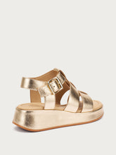 Laminated leather platform gladiator sandals - Platinum | FRAU