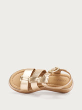 Laminated leather platform gladiator sandals - Platinum | FRAU