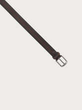 Leather belt with decorative top-stitching - Brown | FRAU