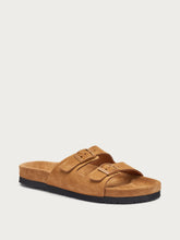 Suede double-strap sliders - Rye | FRAU