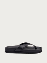 Plain leather thong sandals - Black | FRAU