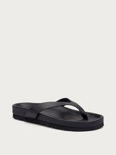 Plain leather thong sandals - Black | FRAU