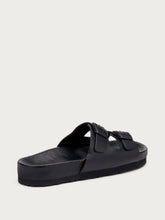 Leather double-strap sliders - Black | FRAU