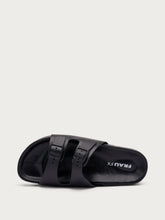 Leather double-strap sliders - Black | FRAU