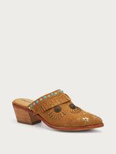 Sabot aus Veloursleder mit Fransen - Roggen | FRAU