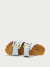 Pantolette mit doppeltem Riemen aus Leder - Hellblau | FRAU