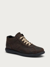 Casual oiled leather high-top sneakers - Brown | FRAU