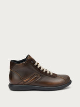 Casual distressed-effect leather lace-up ankle boots - Antique Brown | FRAU