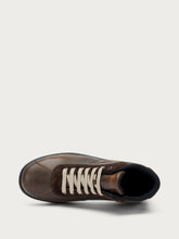 Casual distressed-effect leather lace-up ankle boots - Antique Brown | FRAU