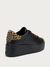 Leather flatform sneakers with animal-print insert - BLACKspotted | FRAU