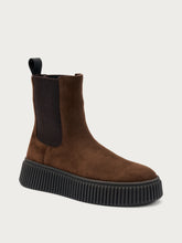 Suede Chelsea boots with grooved sole - Cocoa | FRAU