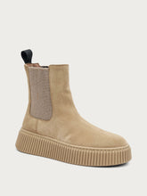 Suede Chelsea boots with grooved sole - Honey | FRAU