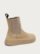 Suede Chelsea boots with grooved sole - Honey | FRAU