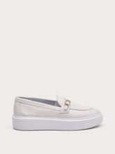 Leather slip-ons with buckle - Chalk | FRAU