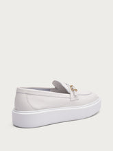 Leather slip-ons with buckle - Chalk | FRAU