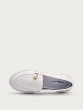 Leather slip-ons with buckle - Chalk | FRAU