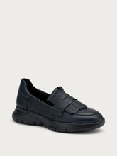 Comfort tech leather loafers - Blue | FRAU