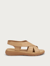 ComfortTech leather sandals with back strap - Caramel | FRAU