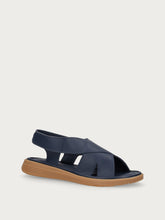 ComfortTech leather sandals with back strap - Navy Blue | FRAU