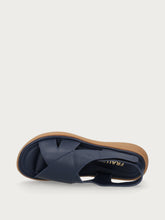 ComfortTech leather sandals with back strap - Navy Blue | FRAU
