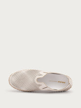 Laser-etched leather slip-ons - Cream White | FRAU