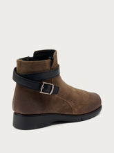 Comfort vintage-effect oiled split leather ankle boots - Taupe | FRAU