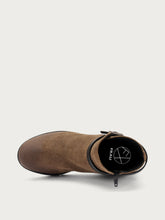 Comfort vintage-effect oiled split leather ankle boots - Taupe | FRAU