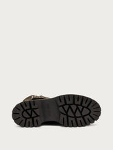 Nubuck ankle boots with buckles and lug sole - Chocolate | FRAU