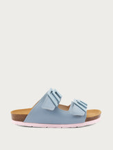 Two-strap leather sliders with logo - Xeno | FRAU