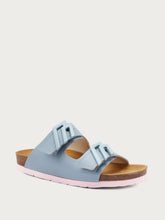 Two-strap leather sliders with logo - Xeno | FRAU