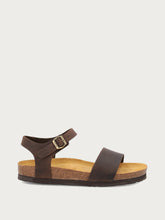 Oiled nubuck sandals with cork footbed - Dark Brown | FRAU