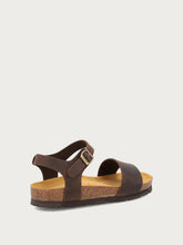 Oiled nubuck sandals with cork footbed - Dark Brown | FRAU