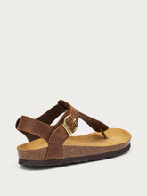 Oiled nubuck thong sandals with cork footbed - Cognac | FRAU