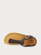 Oiled nubuck thong sandals with cork footbed - Dark Brown | FRAU